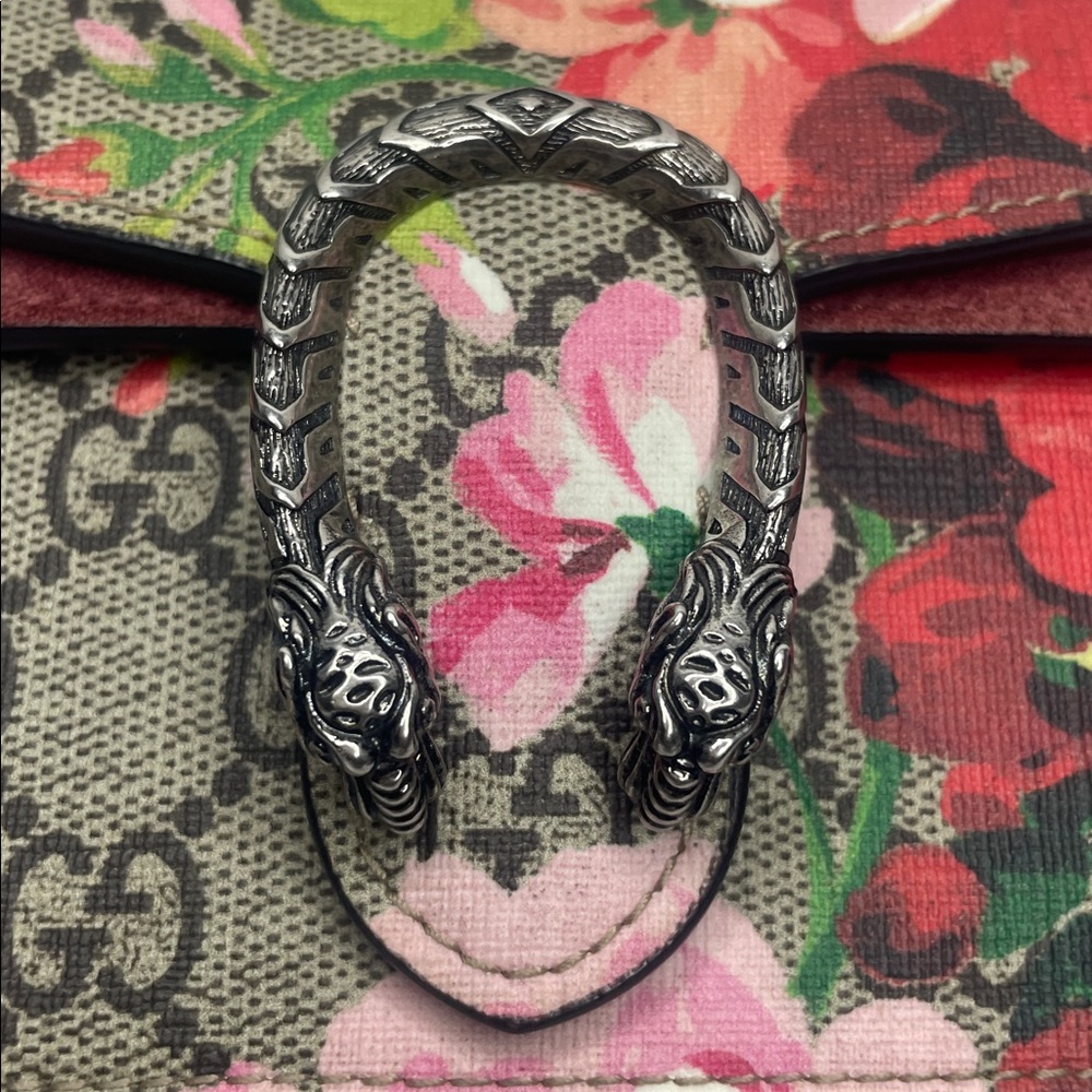 Gucci Dionysus GG Supreme Floral Pink Blooms Super Mini Chain Crossbody Bag - Picture 3 of 17